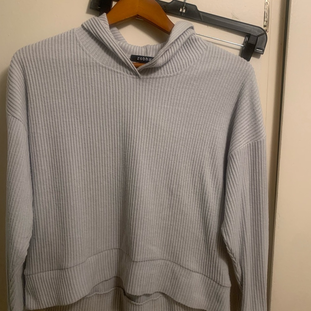 Zobha Light Gray Ribbed Top